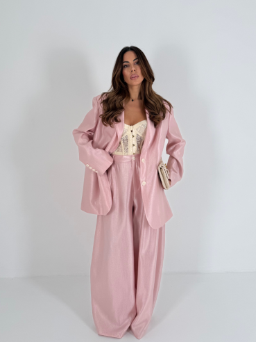 Tailleur Valentina rosa satinato