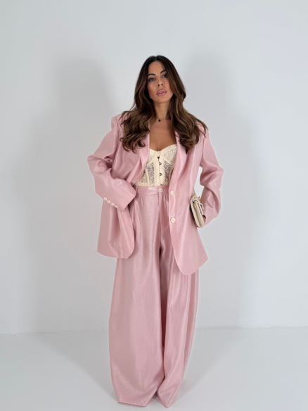Tailleur Valentina rosa satinato