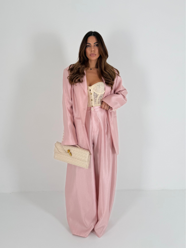 Tailleur Valentina rosa satinato