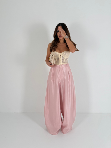 Tailleur Valentina rosa satinato