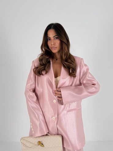 Tailleur Valentina rosa satinato