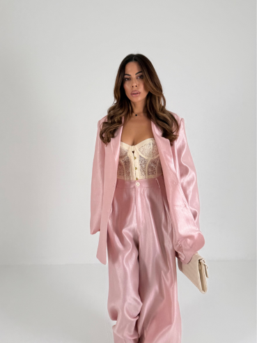 Tailleur Valentina rosa satinato