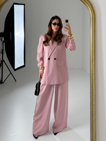 Tailleur Vega rosa gessato