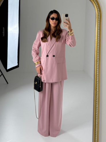 Tailleur Vega rosa gessato