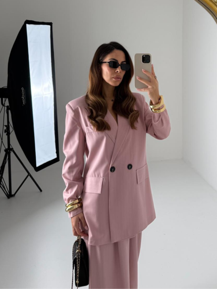 Tailleur Vega rosa gessato