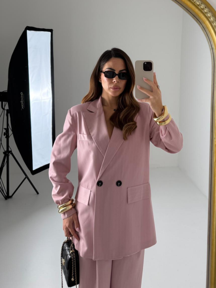 Tailleur Vega rosa gessato