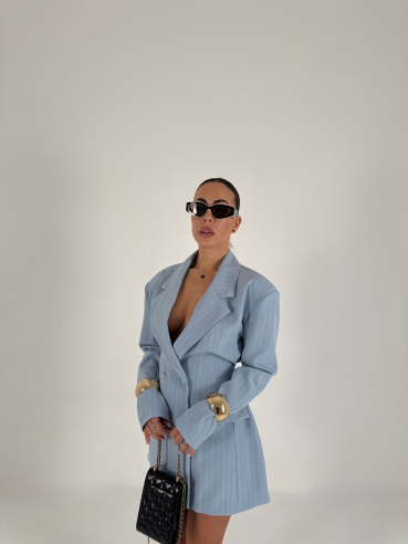 Blazer Dress Snow gessato cielo