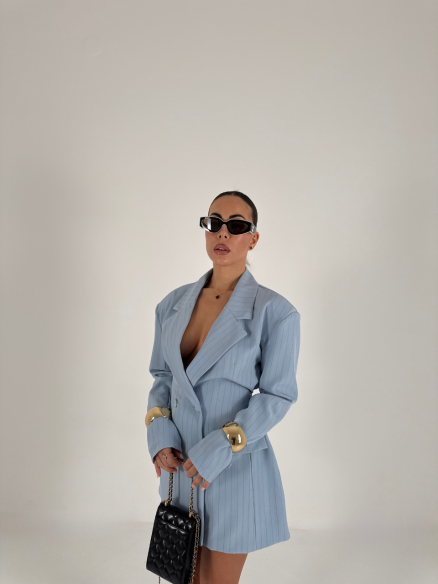 Blazer Dress Snow gessato cielo