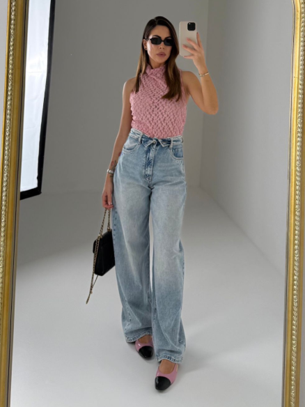 Jeans Naomi wide leg chiaro