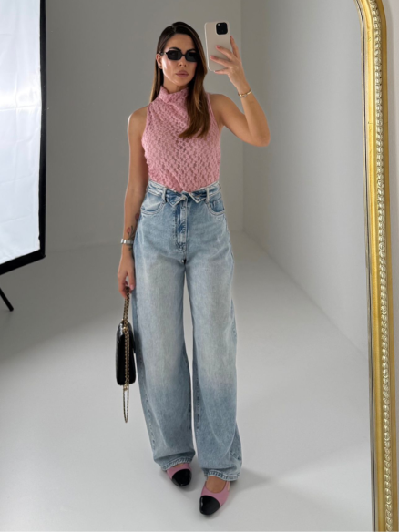 Jeans Naomi wide leg chiaro