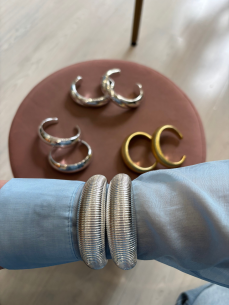 Coppia di bracciali rigati silver