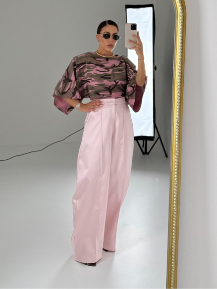 Panta satin Eclipse rosa