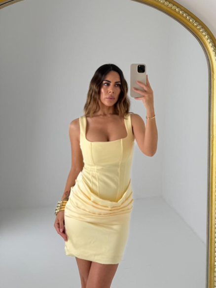 Mini Dress Velvet giallo