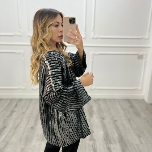 Cardigan spalmato ARGENTO