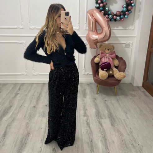 Pantalone Paillettes NERO