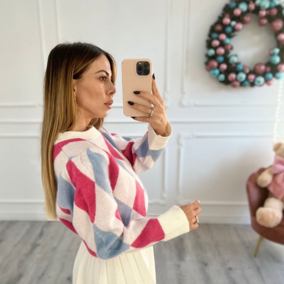 Pull rombi Bianco