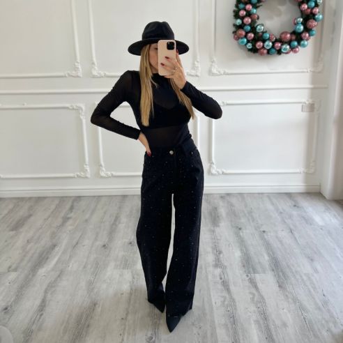 WIDELEG strass black
