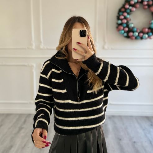 Pull Stripes con Zip NERO