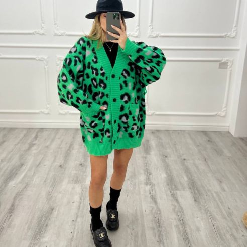 cardigan Animalier VERDE