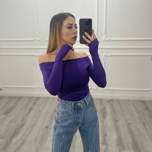 Maglia scollo a barca VIOLA