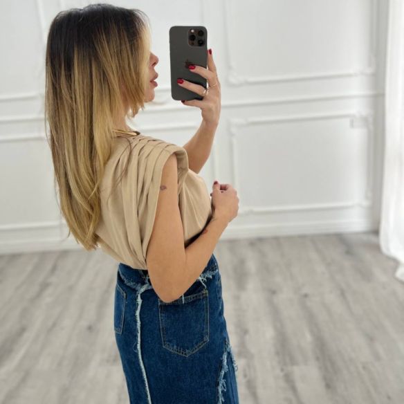 T-shirt spalline BEIGE