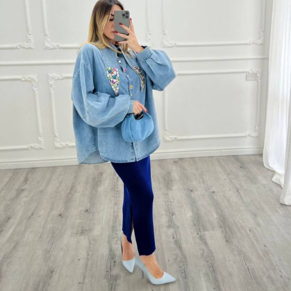 Camicia jeans diamond