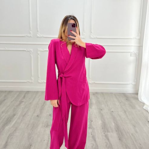 Tailleur gessato Fucsia