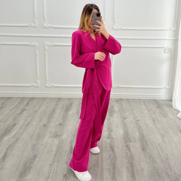 Tailleur gessato Fucsia
