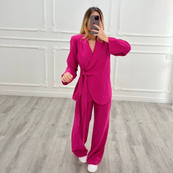 Tailleur gessato Fucsia