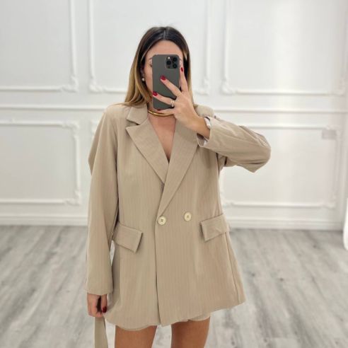 Blazer Gessato Beige