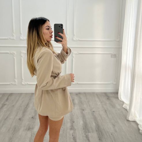 Blazer Gessato Beige