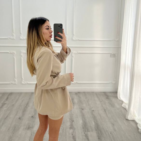 Blazer Gessato Beige