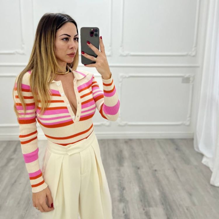 Body Righe Fucsia