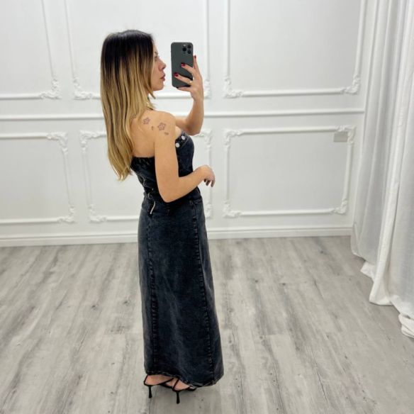 Vestito Jeans Midi Nero
