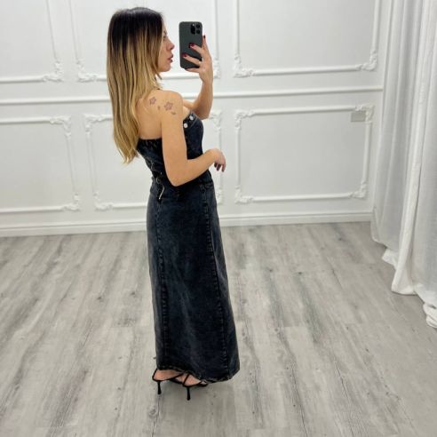Vestito Jeans Midi Nero