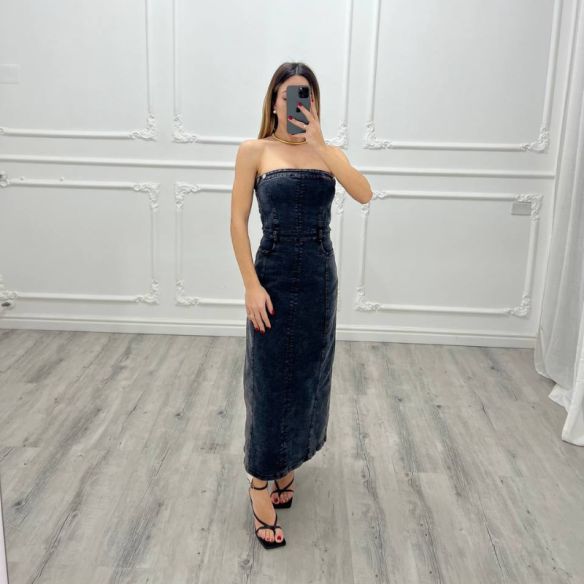 Vestito Jeans Midi Nero
