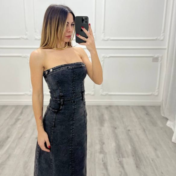 Vestito Jeans Midi Nero