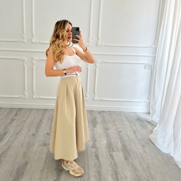 Maxi Gonna Risvolto BEIGE