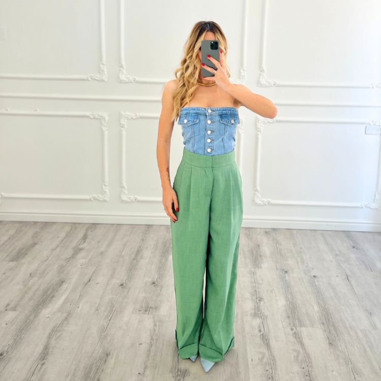 Pantalone Linen VERDE 2