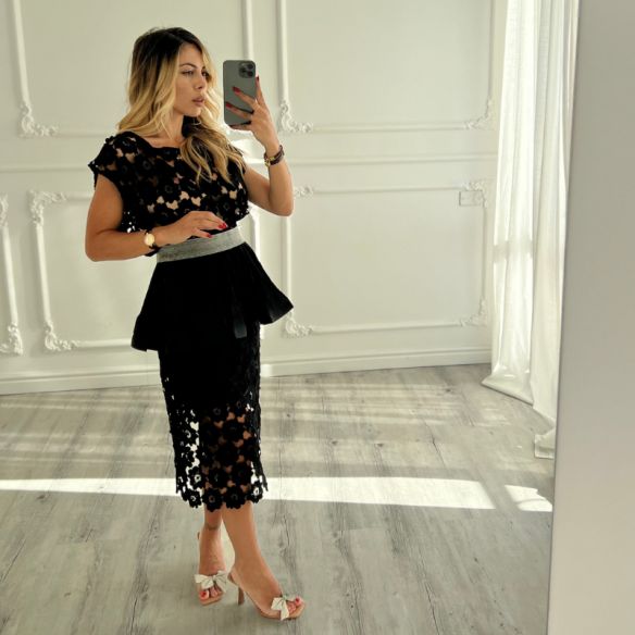 Coordset flower BLACK