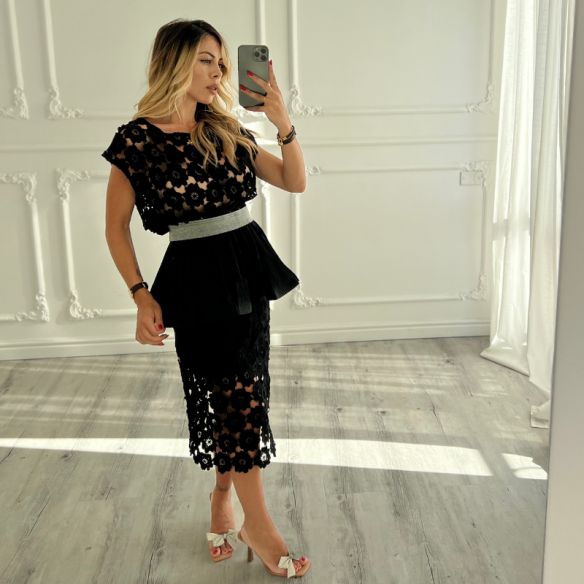 Coordset flower BLACK