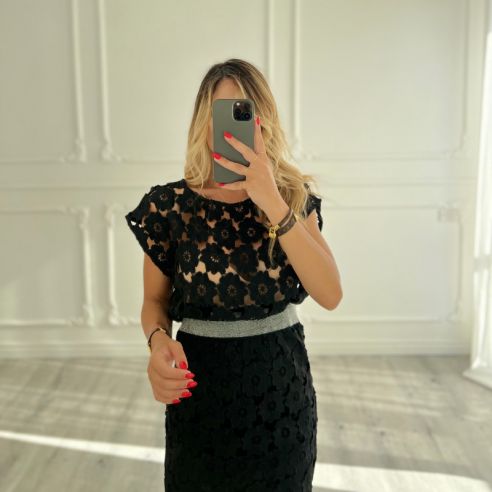 Coordset flower BLACK