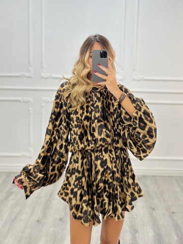 dress plissettato LEOPARDATO