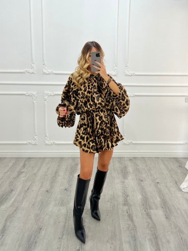 dress plissettato LEOPARDATO
