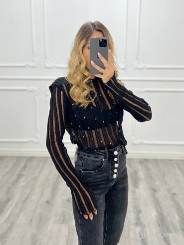 Maglietta traforata NERA