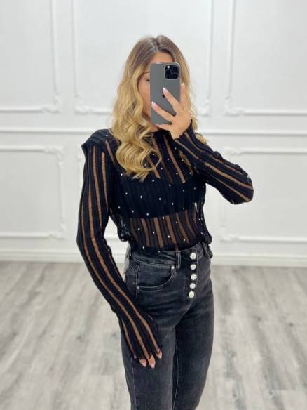 Maglietta traforata NERA