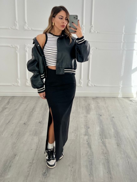 Bomber similpelle NERO