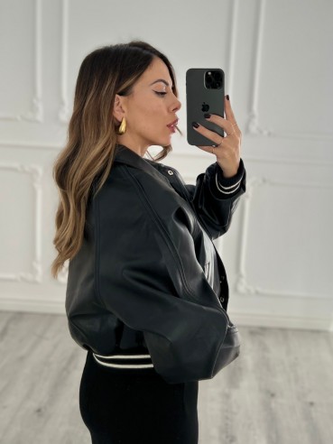 Bomber similpelle NERO