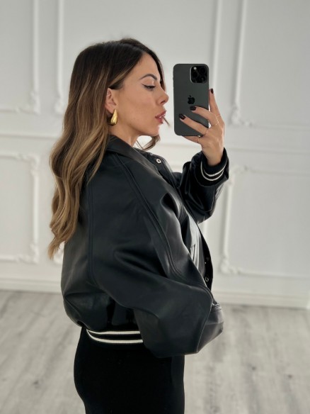 Bomber similpelle NERO