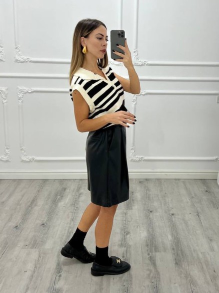 Pantaloncino ecopelle nero